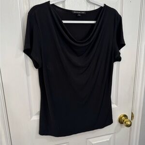 Briggs New York Black Cowl Neck Short Sleeve Top